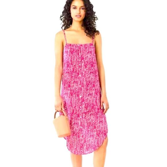 DVF x Onia Pink Printed Button-Front Midi Dress (NWT) – Size S - Picture 5 of 12